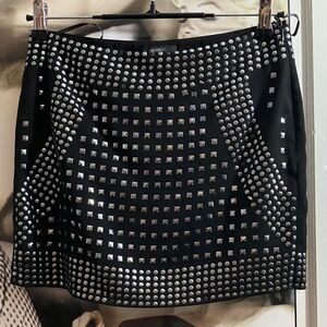 Forever 21 Silver Studded Mini Skirt | Size S | Side Zipper | Night Out